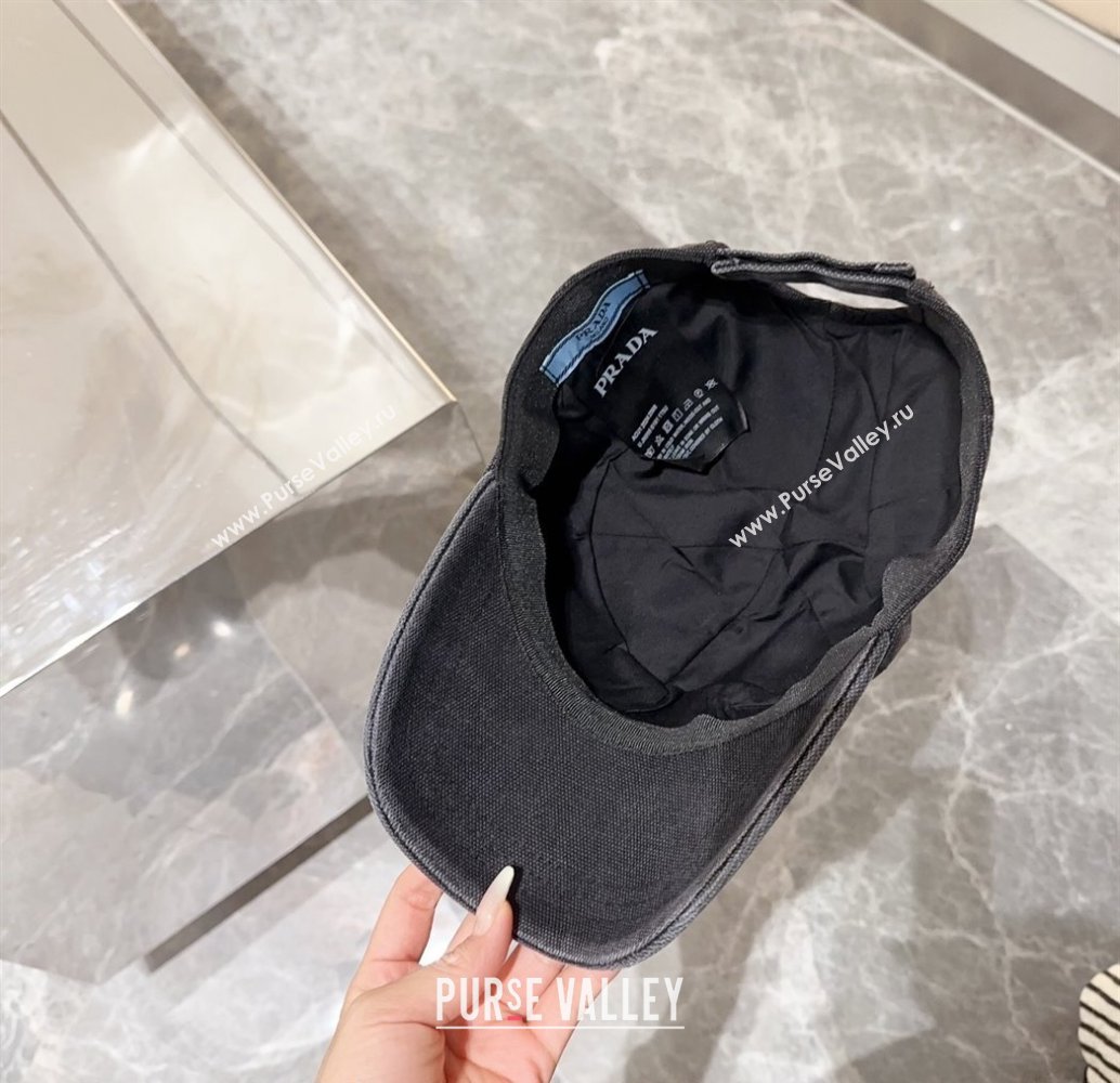 Prada Canvas Baseball Hat Black 2024 073001 (MAO-240730063)