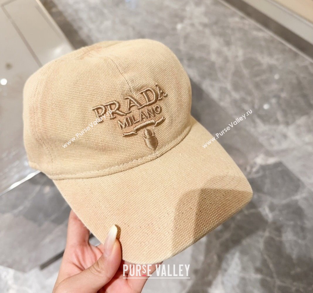 Prada Canvas Baseball Hat Beige 2024 073001 (MAO-240730065)