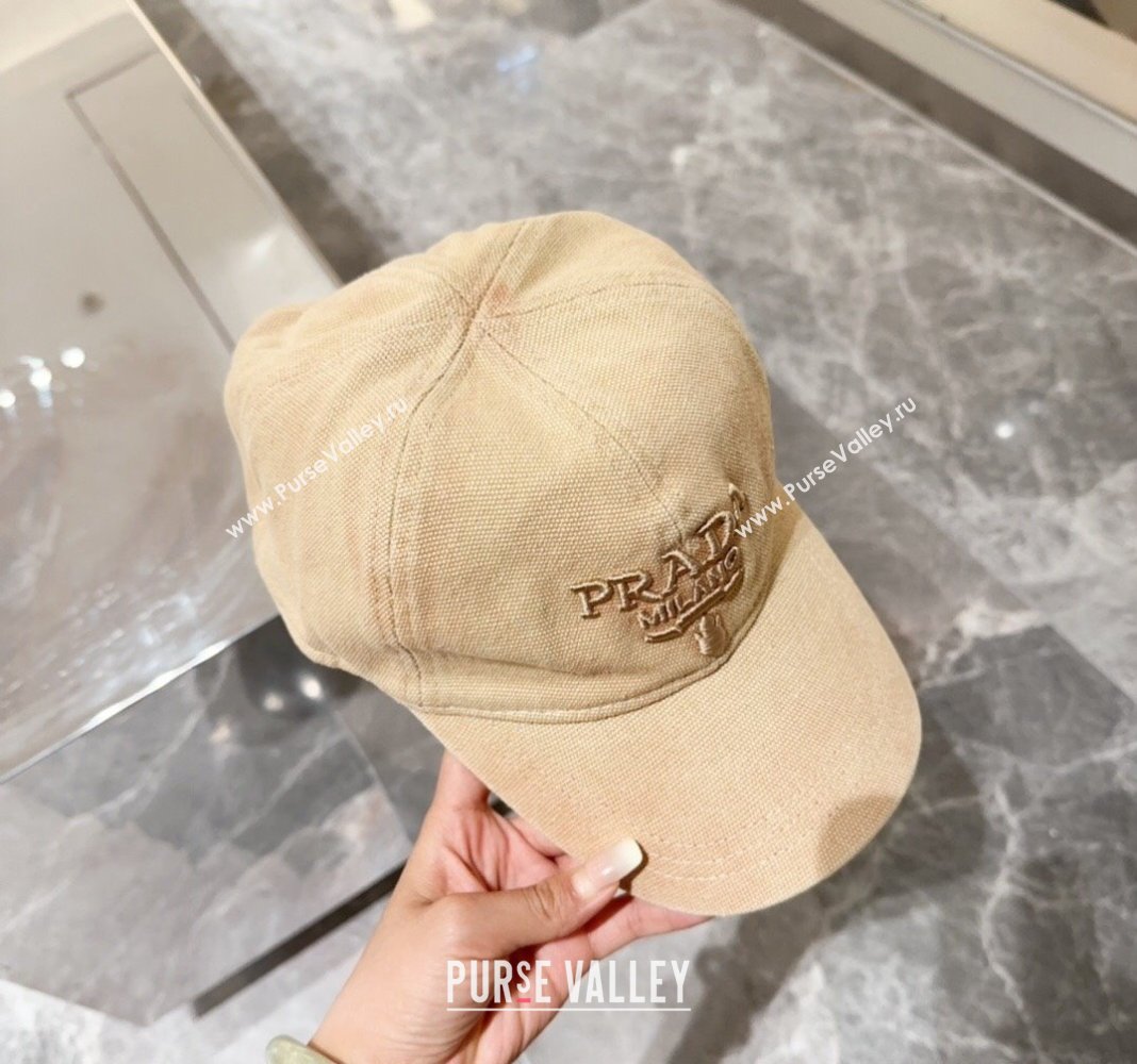 Prada Canvas Baseball Hat Beige 2024 073001 (MAO-240730065)