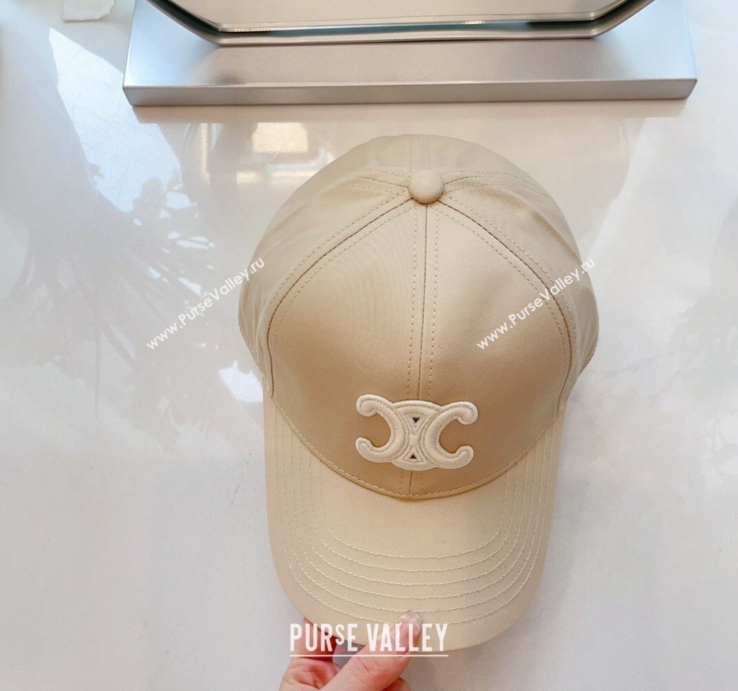 Celine Baseball Hat with Logo Light Beige 2024 073002 (MAO-240730083)