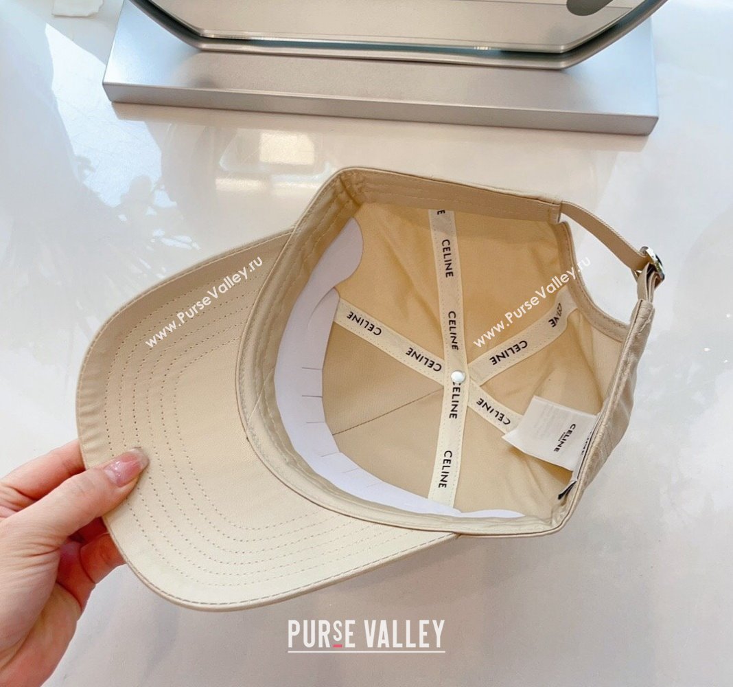 Celine Baseball Hat with Logo Light Beige 2024 073002 (MAO-240730083)