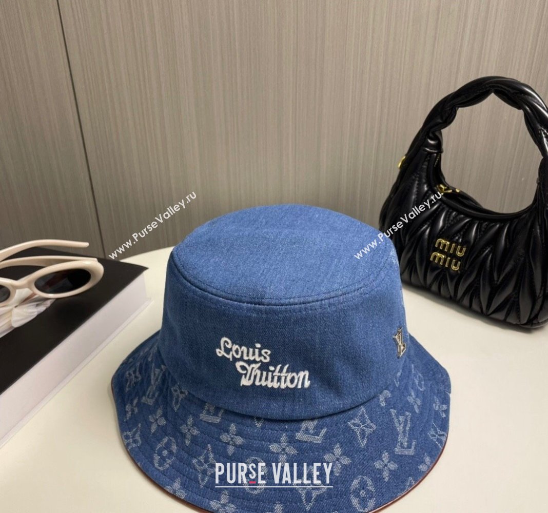 Louis Vuitton Denim Bucket Hat Blue 2024 073001 (A-240730086)