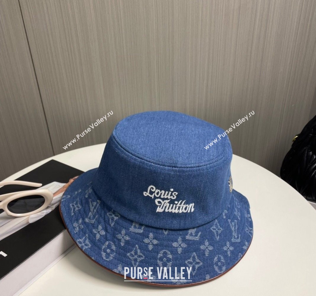 Louis Vuitton Denim Bucket Hat Blue 2024 073001 (A-240730086)