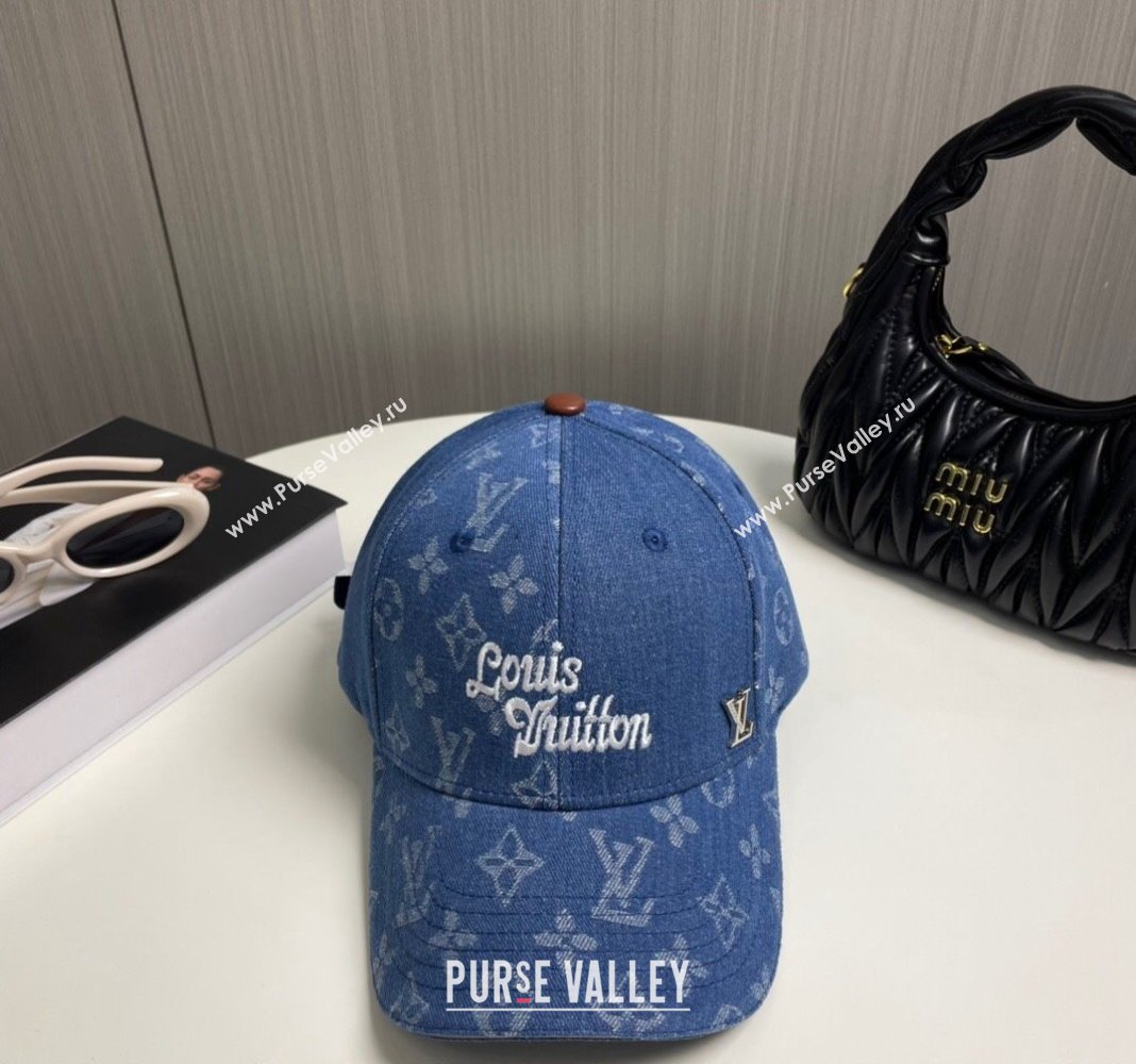 Louis Vuitton Denim Baseball Hat Blue 2024 073001 (A-240730088)