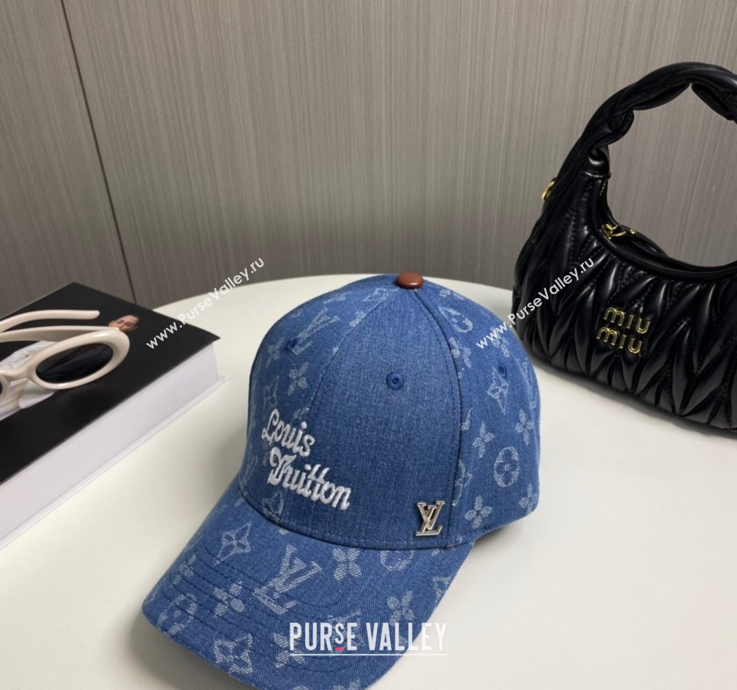 Louis Vuitton Denim Baseball Hat Blue 2024 073001 (A-240730088)