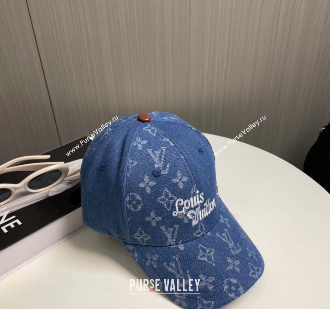 Louis Vuitton Denim Baseball Hat Blue 2024 073001 (A-240730088)