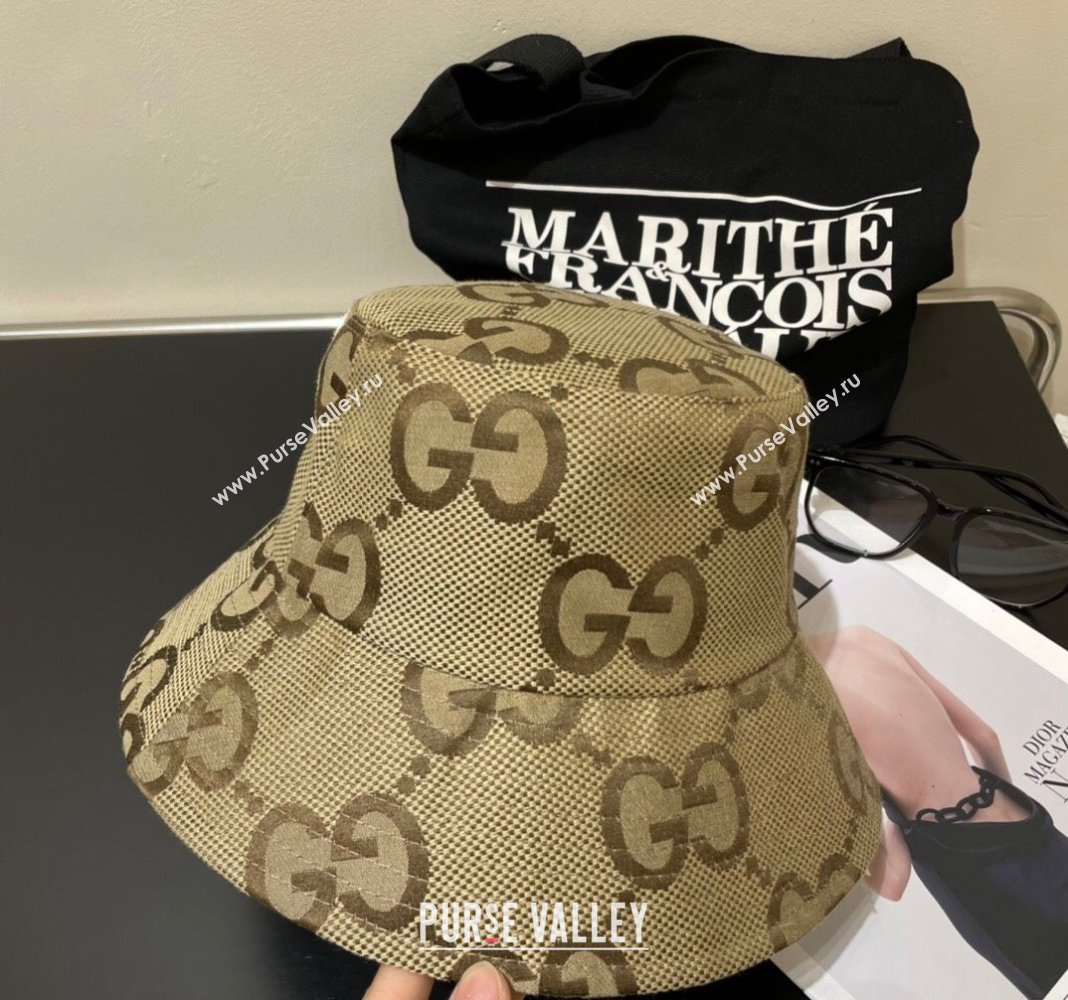 Gucci Maxi-GG Bucket Hat Camel 2024 073001 (A-240730094)