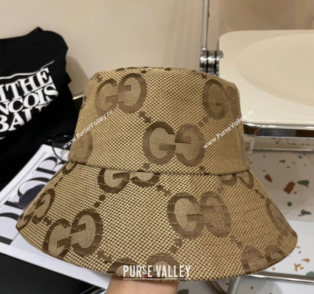 Gucci Maxi-GG Bucket Hat Camel 2024 073001 (A-240730094)