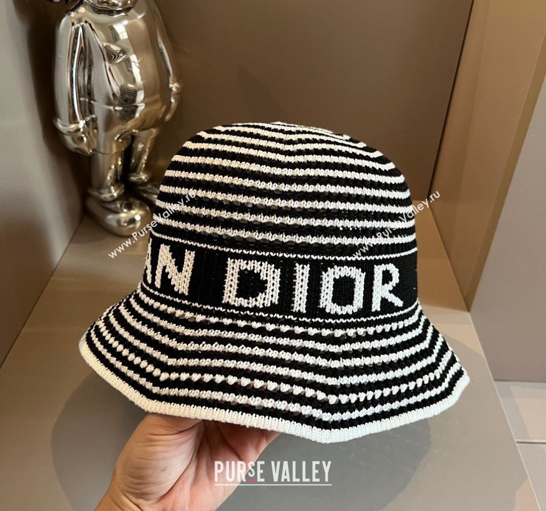 Dior Knit Bucket hat Black/White 2024 073001 (XMN-240730043)