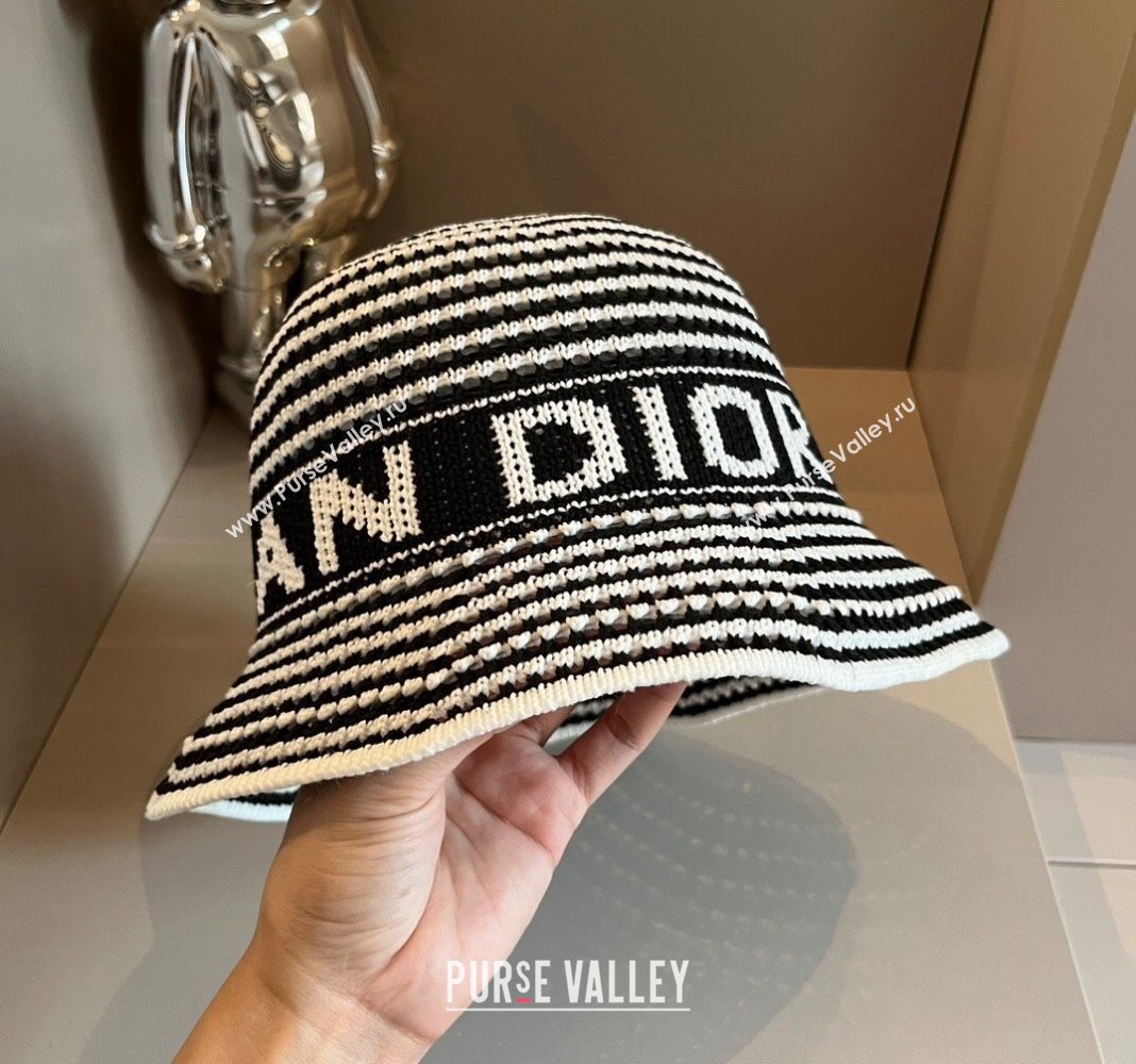 Dior Knit Bucket hat Black/White 2024 073001 (XMN-240730043)