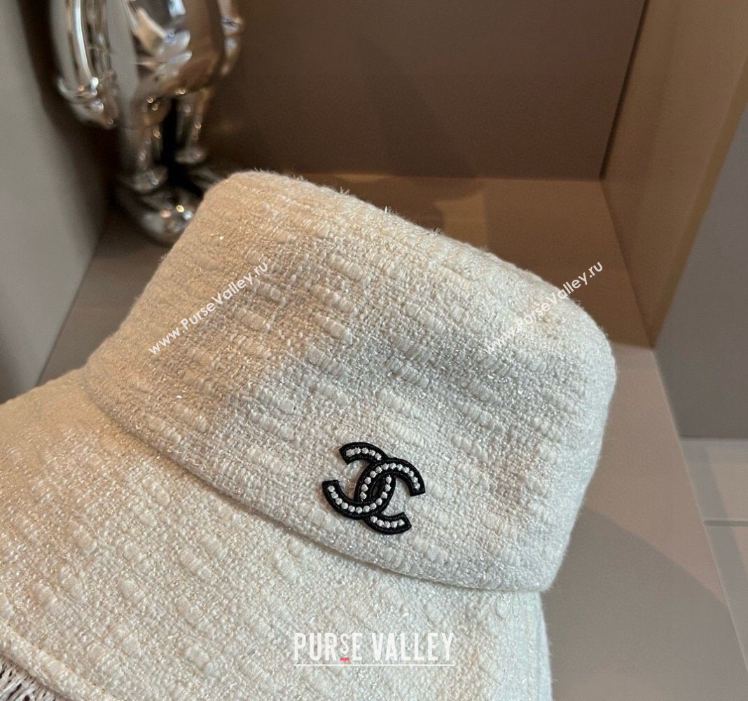 Chanel Tweed Bucket Hat with Fringe White 2024 082201 (XMN-240822106)