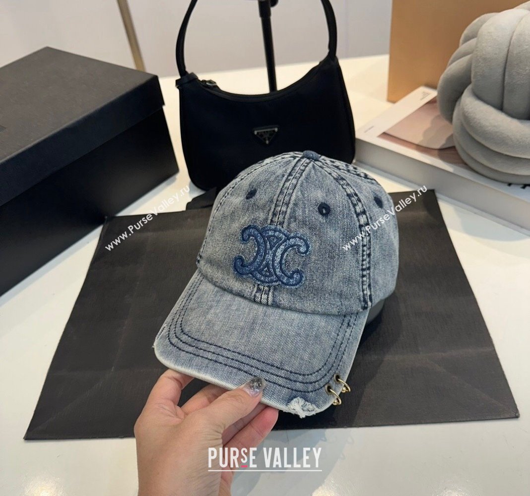 Celine Denim Baseball Hat Blue 2024 082203 (MAO-240822111)