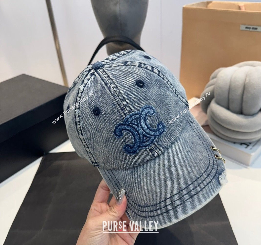 Celine Denim Baseball Hat Blue 2024 082203 (MAO-240822111)