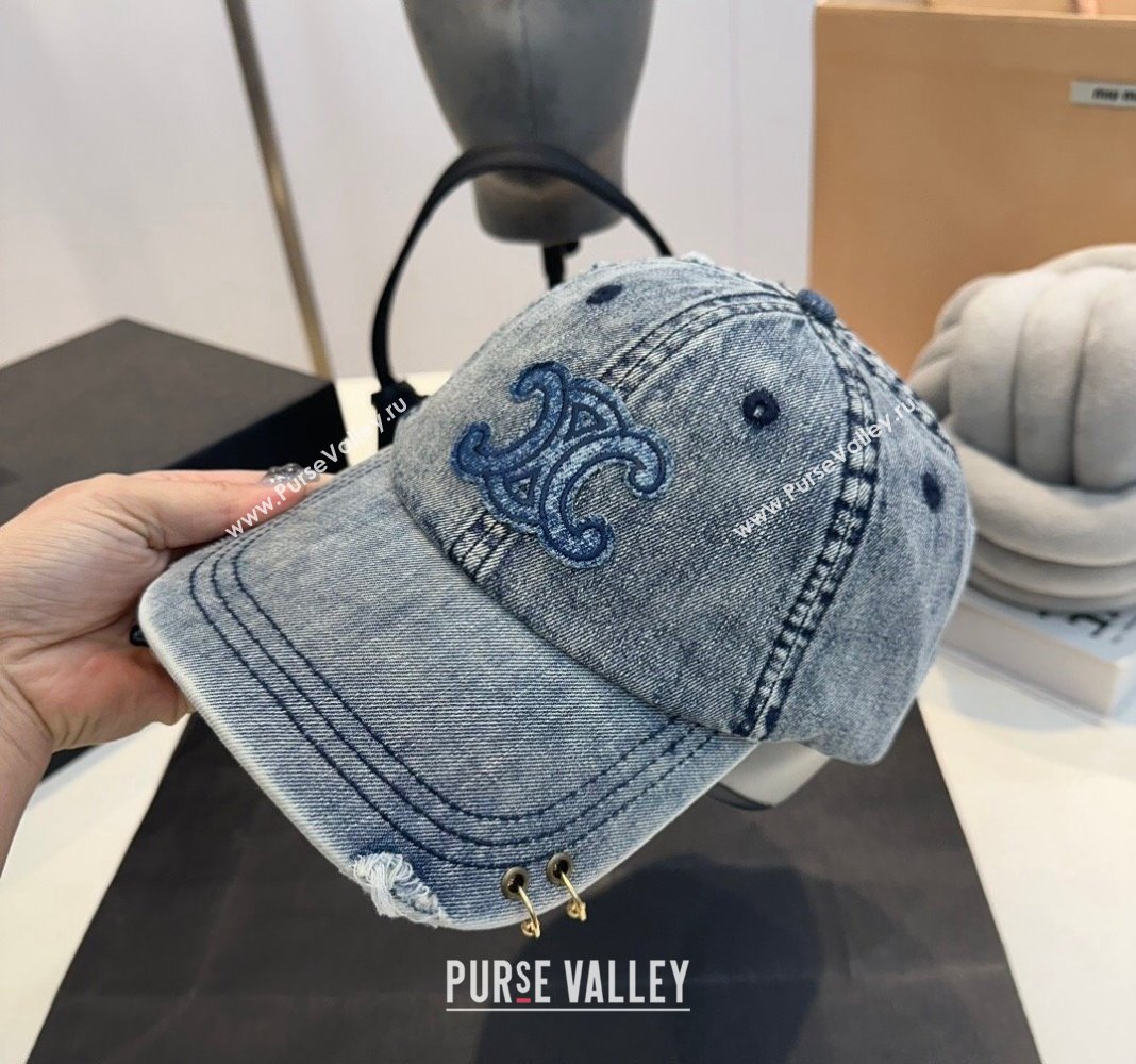 Celine Denim Baseball Hat Blue 2024 082203 (MAO-240822111)