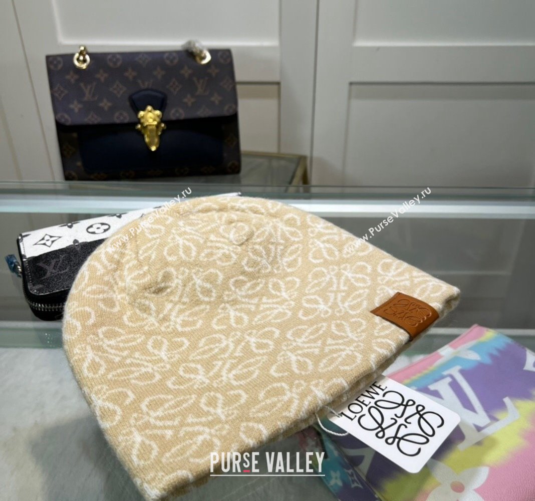 Loewe Anagram Knit hat Beige 2024 LW082302 (MAO-240823023)