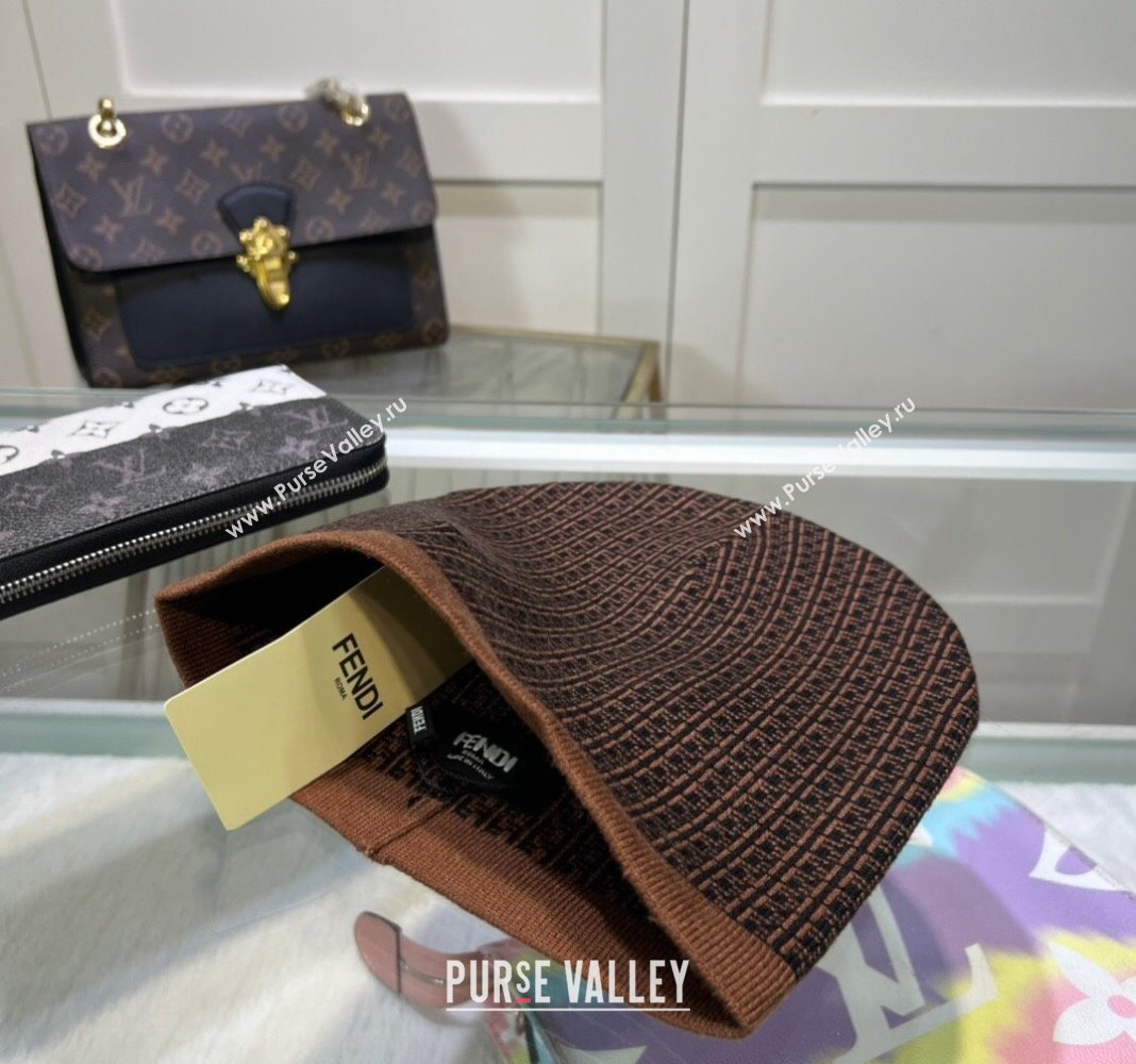 Fendi FF Knit Hat Brown 2024 FE082301 (MAO-240823055)