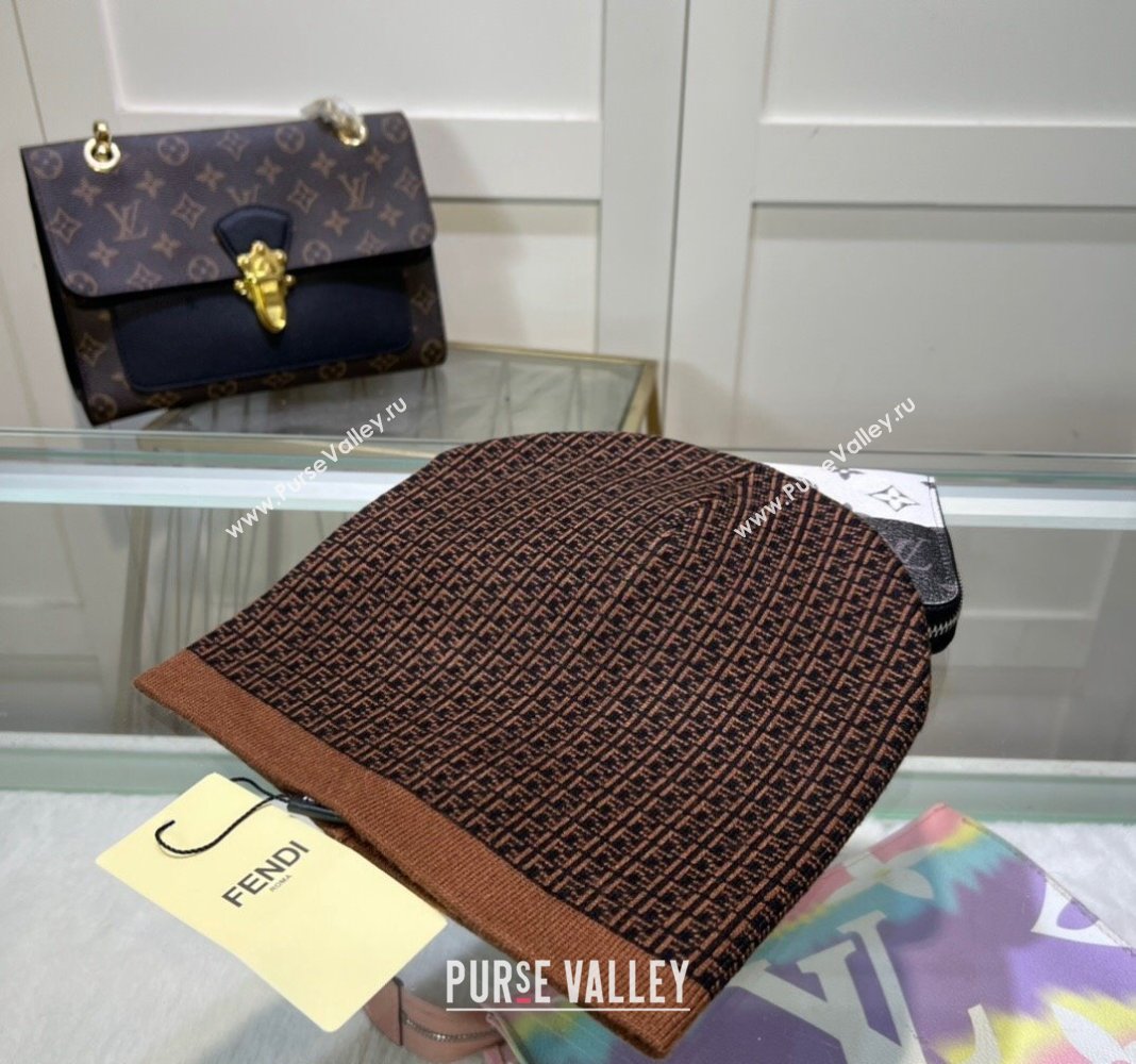 Fendi FF Knit Hat Brown 2024 FE082301 (MAO-240823055)