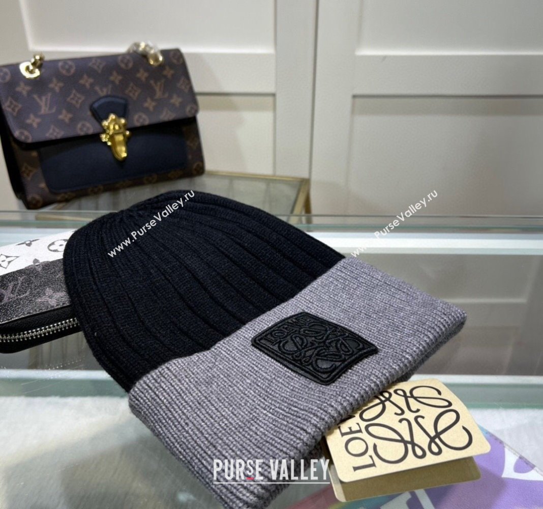 Loewe Logo Patch Knit hat Grey2/Black 2024 LW082303 (MAO-240823032)