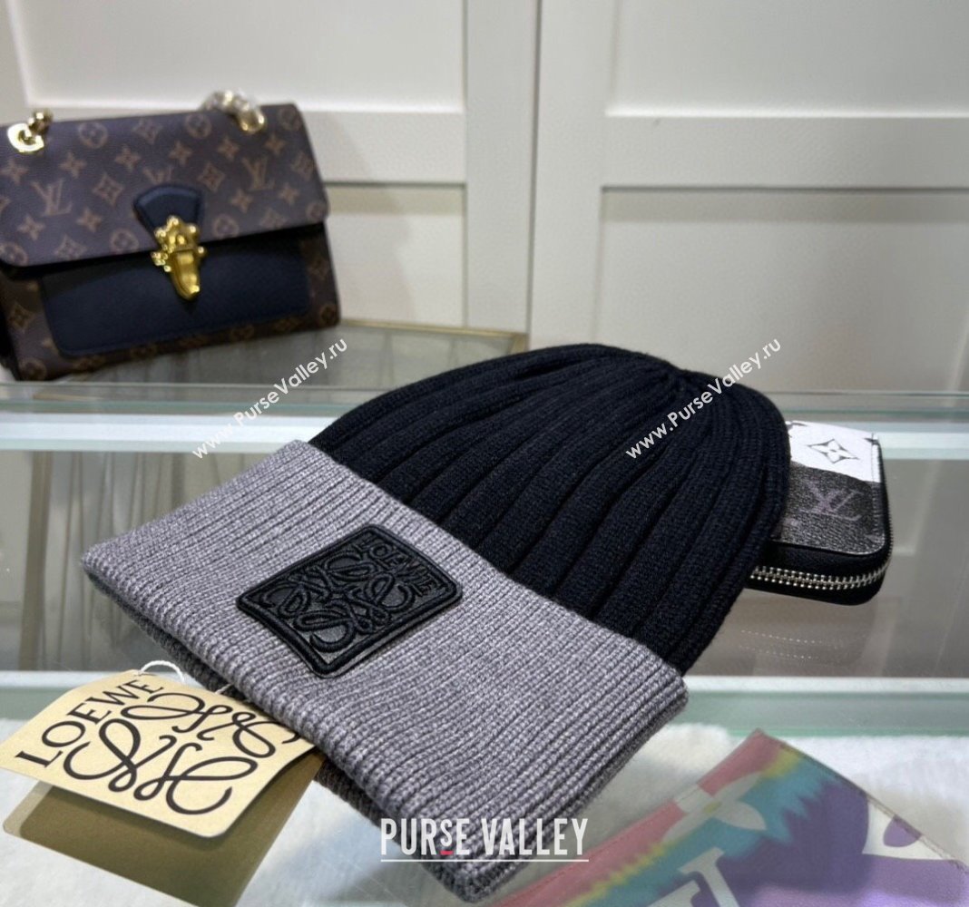 Loewe Logo Patch Knit hat Grey2/Black 2024 LW082303 (MAO-240823032)