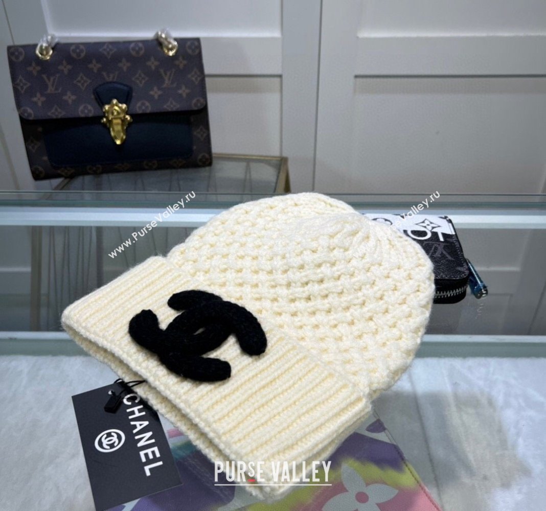 Chanel Knit Hat with Maxi CC Beige 2024 CH082301 (MAO-240823063)