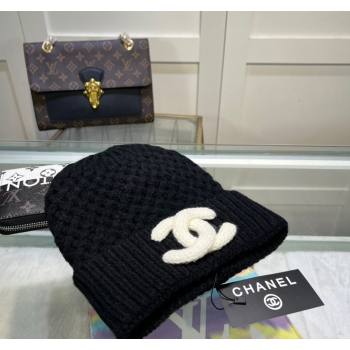 Chanel Knit Hat with Maxi CC Black 2024 CH082301 (MAO-240823065)