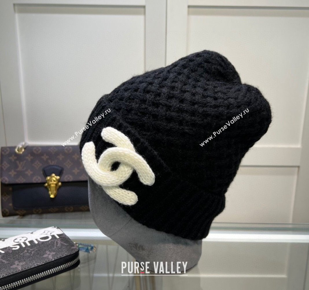 Chanel Knit Hat with Maxi CC Black 2024 CH082301 (MAO-240823065)