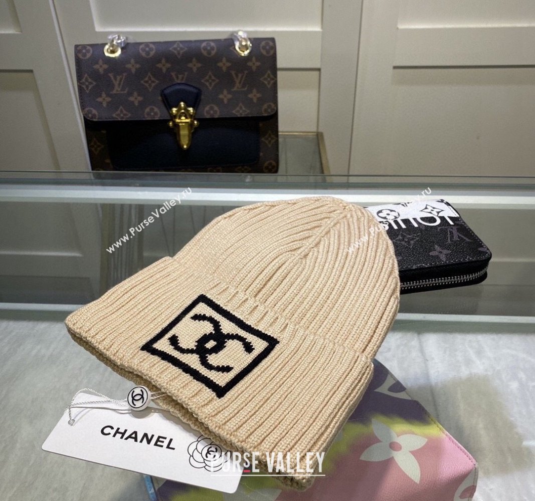 Chanel Knit Hat with Framed CC Beige 2024 CH082303 (MAO-240823071)