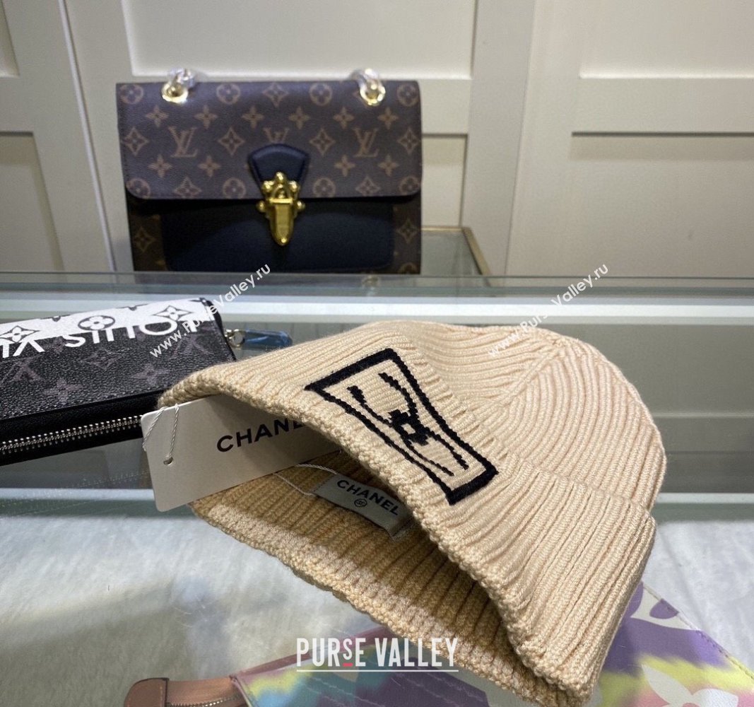 Chanel Knit Hat with Framed CC Beige 2024 CH082303 (MAO-240823071)