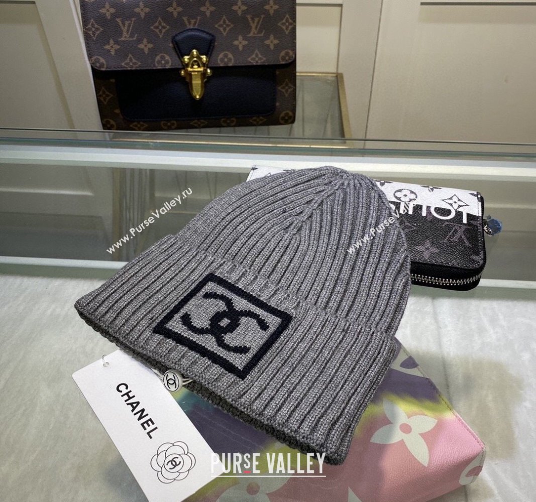 Chanel Knit Hat with Framed CC Grey 2024 CH082303 (MAO-240823073)