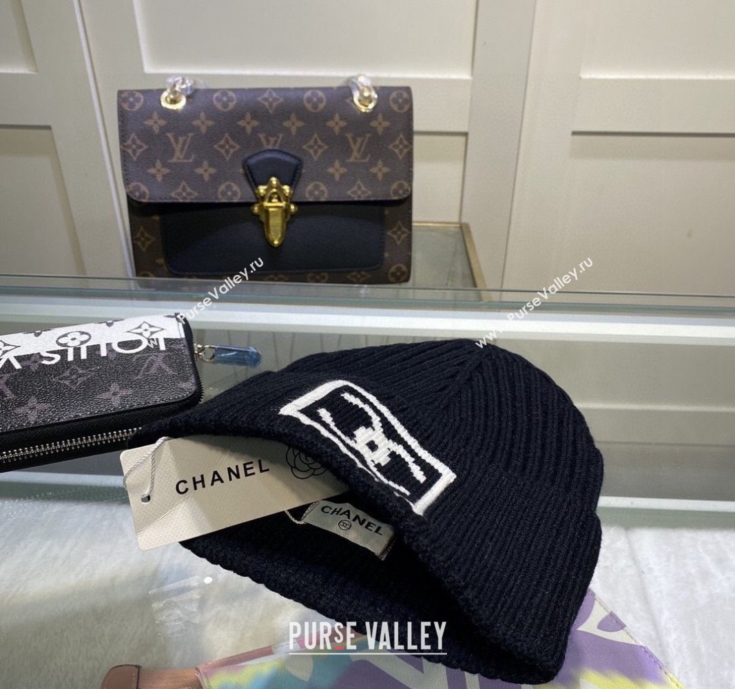 Chanel Knit Hat with Framed CC Black 2024 CH082303 (MAO-240823074)