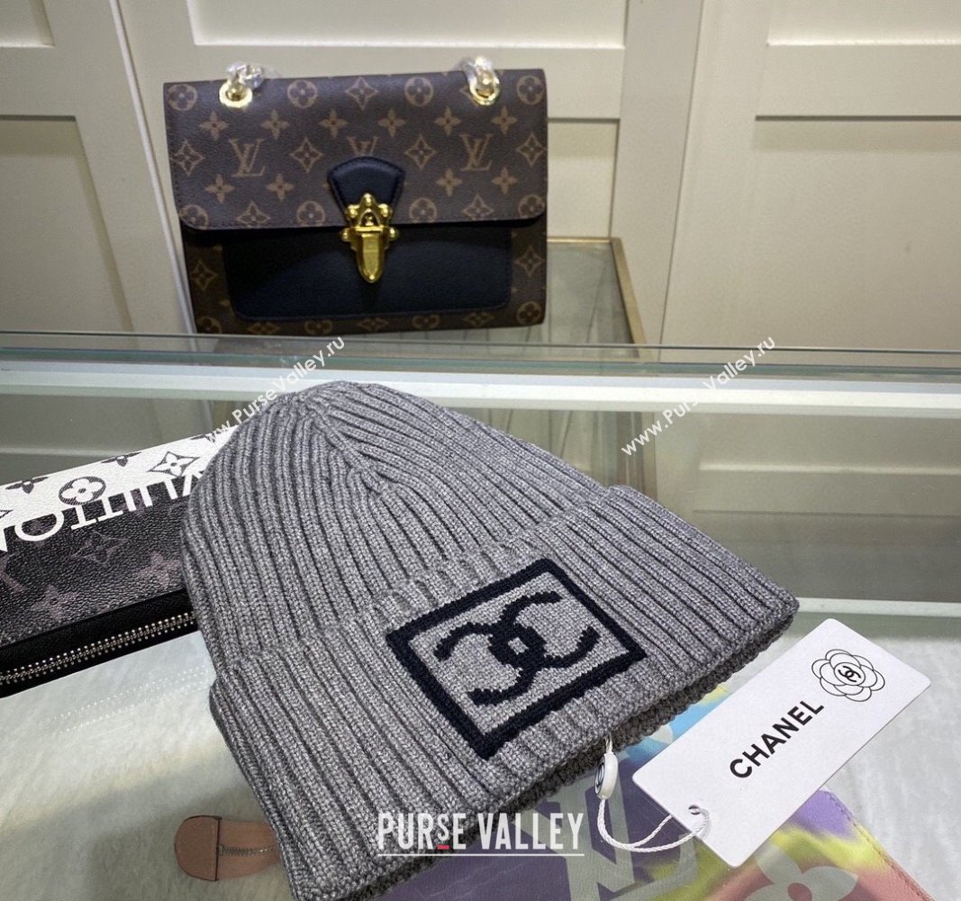 Chanel Knit Hat with Framed CC Grey 2024 CH082303 (MAO-240823073)