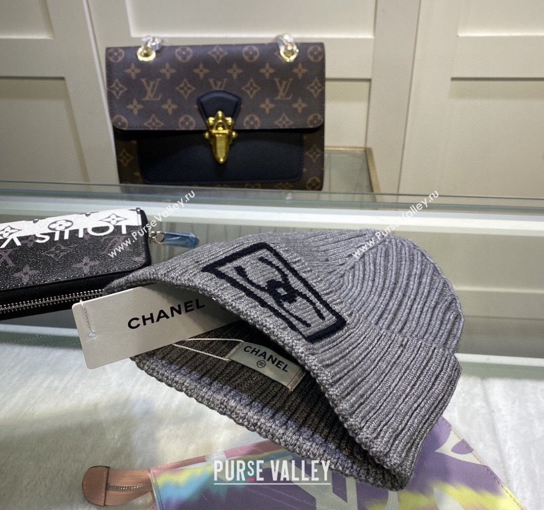 Chanel Knit Hat with Framed CC Grey 2024 CH082303 (MAO-240823073)