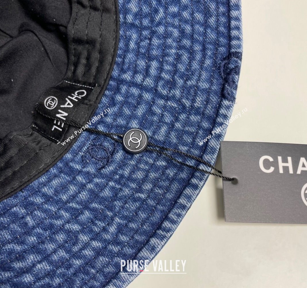 Chanel Camellia Denim Bucket Hat Blue 2024 CH082304 (MAO-240823075)