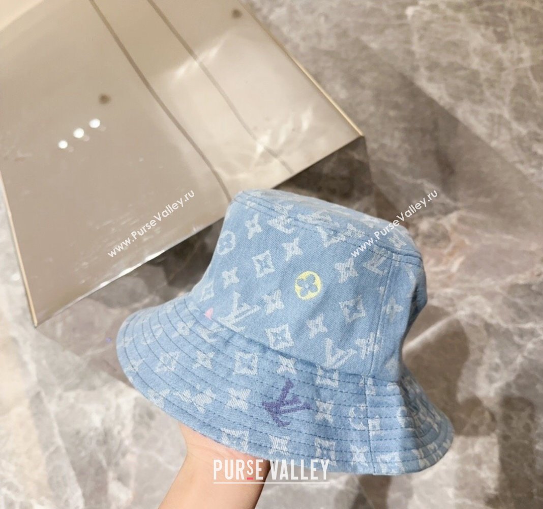 Louis Vuitton Denim Bucket hat Light Blue 2024 LV082301 (MAO-240823084)