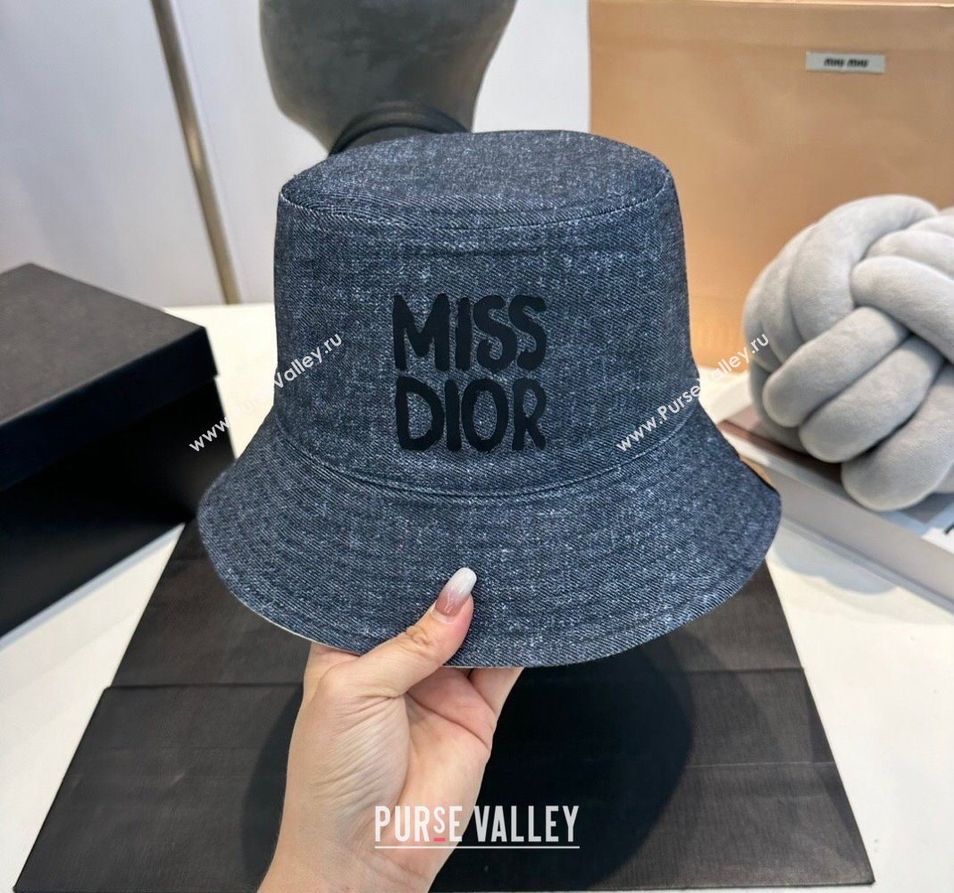 Dior Miss Dior Denim Bucket hat Dark Blue 2024 0823 (MAO-240823089)