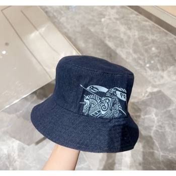 Burberry Logo Denim Bucket Hat Dark Blue 2024 BR082303 (MAO-240823050)