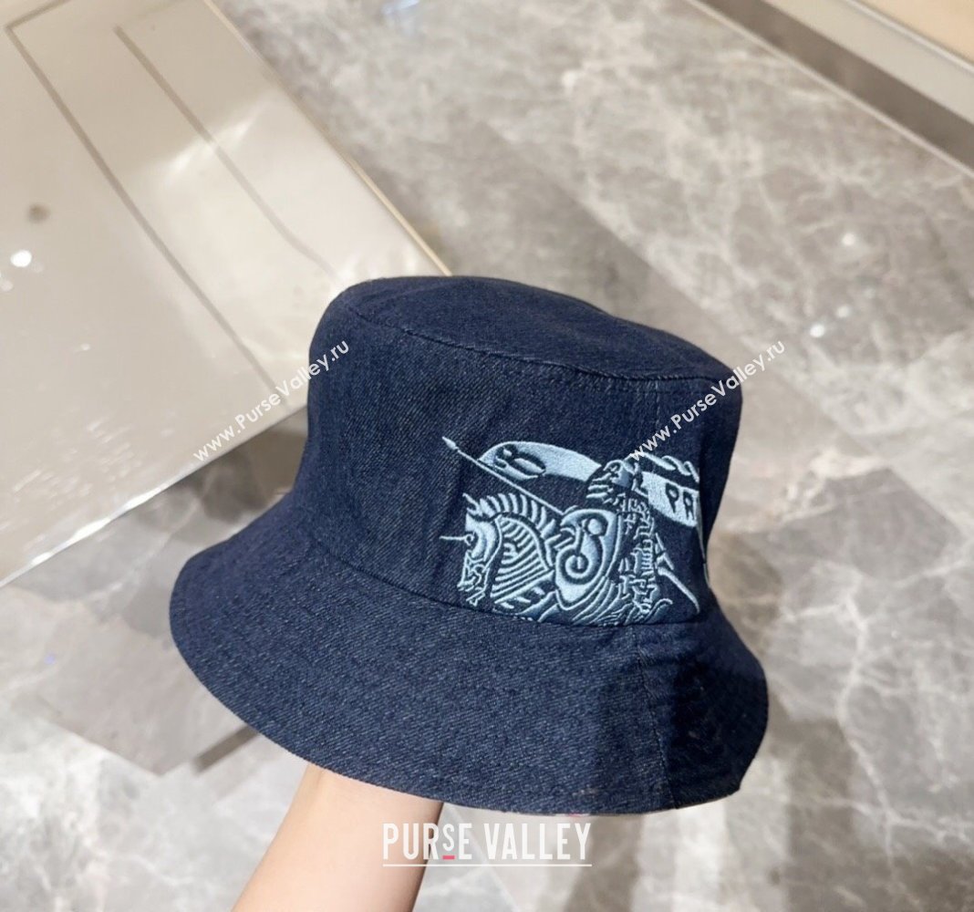 Burberry Logo Denim Bucket Hat Dark Blue 2024 BR082303 (MAO-240823050)