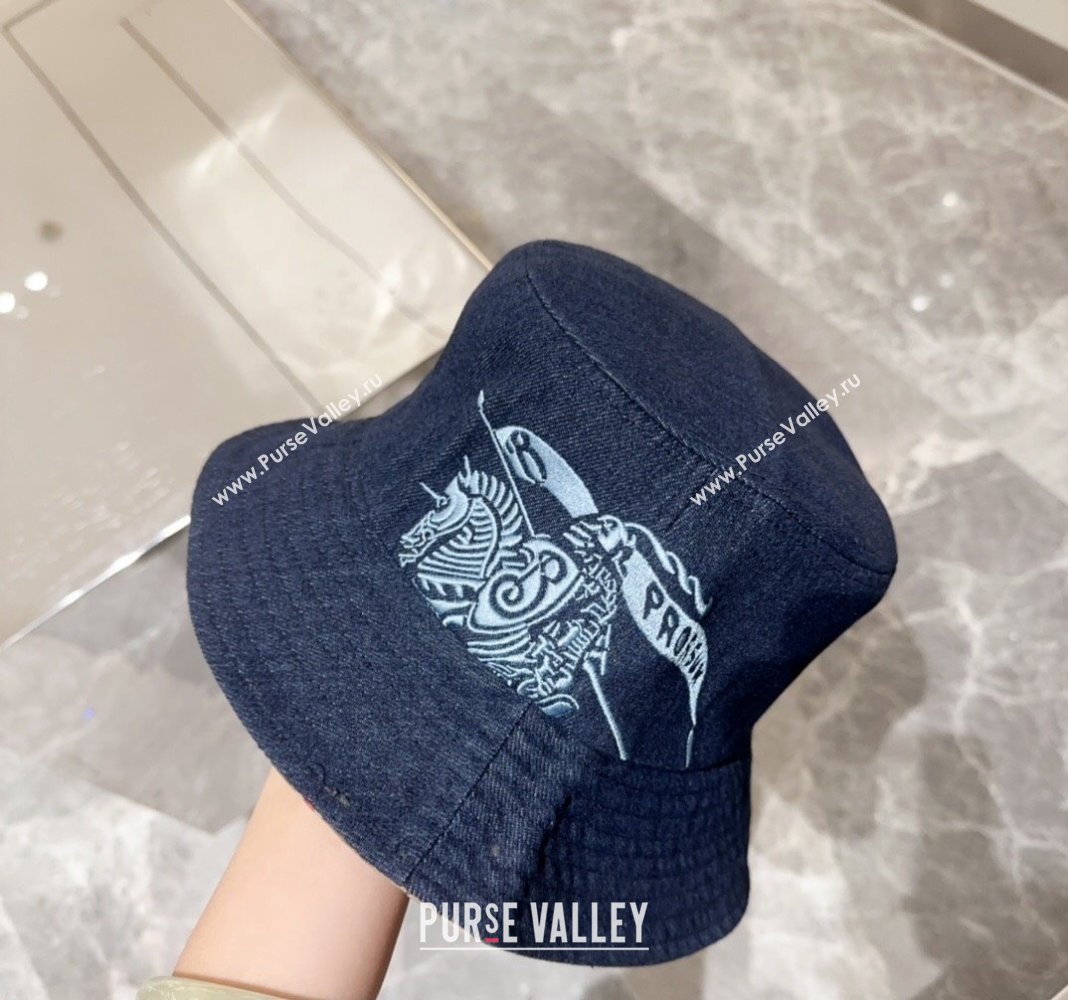 Burberry Logo Denim Bucket Hat Dark Blue 2024 BR082303 (MAO-240823050)