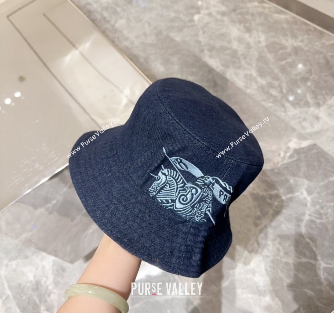 Burberry Logo Denim Bucket Hat Dark Blue 2024 BR082303 (MAO-240823050)