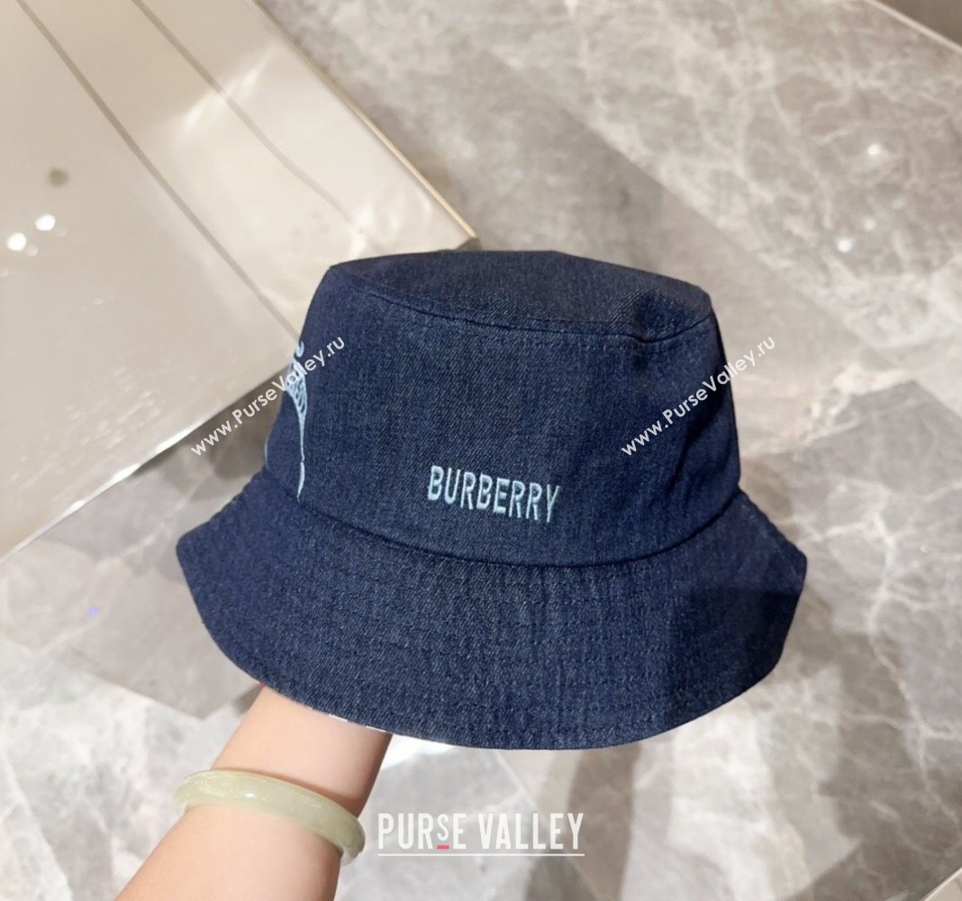 Burberry Logo Denim Bucket Hat Dark Blue 2024 BR082303 (MAO-240823050)