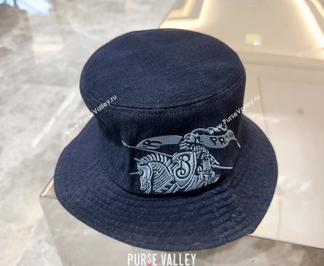 Burberry Logo Denim Bucket Hat Dark Blue 2024 BR082303 (MAO-240823050)