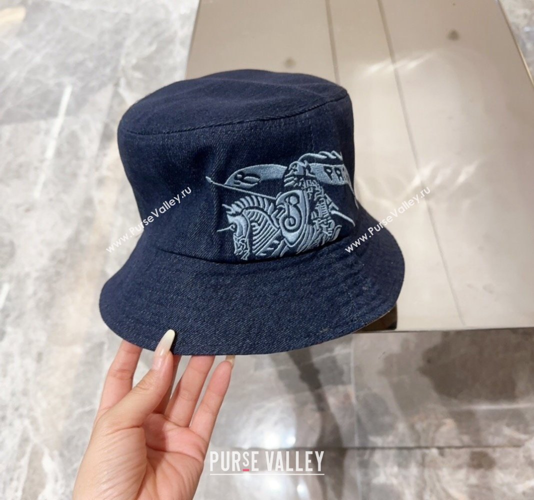 Burberry Logo Denim Bucket Hat Dark Blue 2024 BR082303 (MAO-240823050)