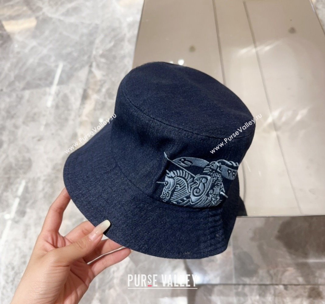 Burberry Logo Denim Bucket Hat Dark Blue 2024 BR082303 (MAO-240823050)