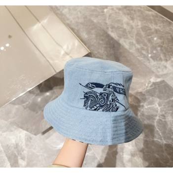 Burberry Logo Denim Bucket Hat Light Blue 2024 BR082303 (MAO-240823051)