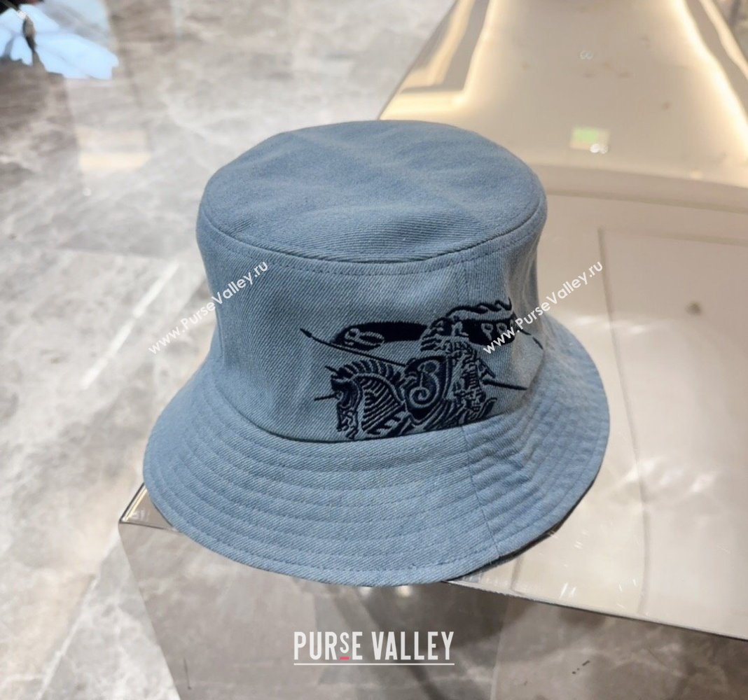 Burberry Logo Denim Bucket Hat Light Blue 2024 BR082303 (MAO-240823051)