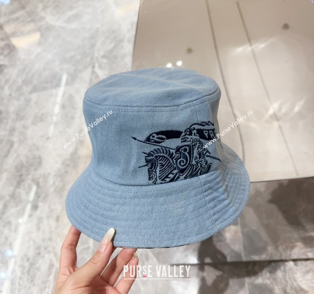 Burberry Logo Denim Bucket Hat Light Blue 2024 BR082303 (MAO-240823051)