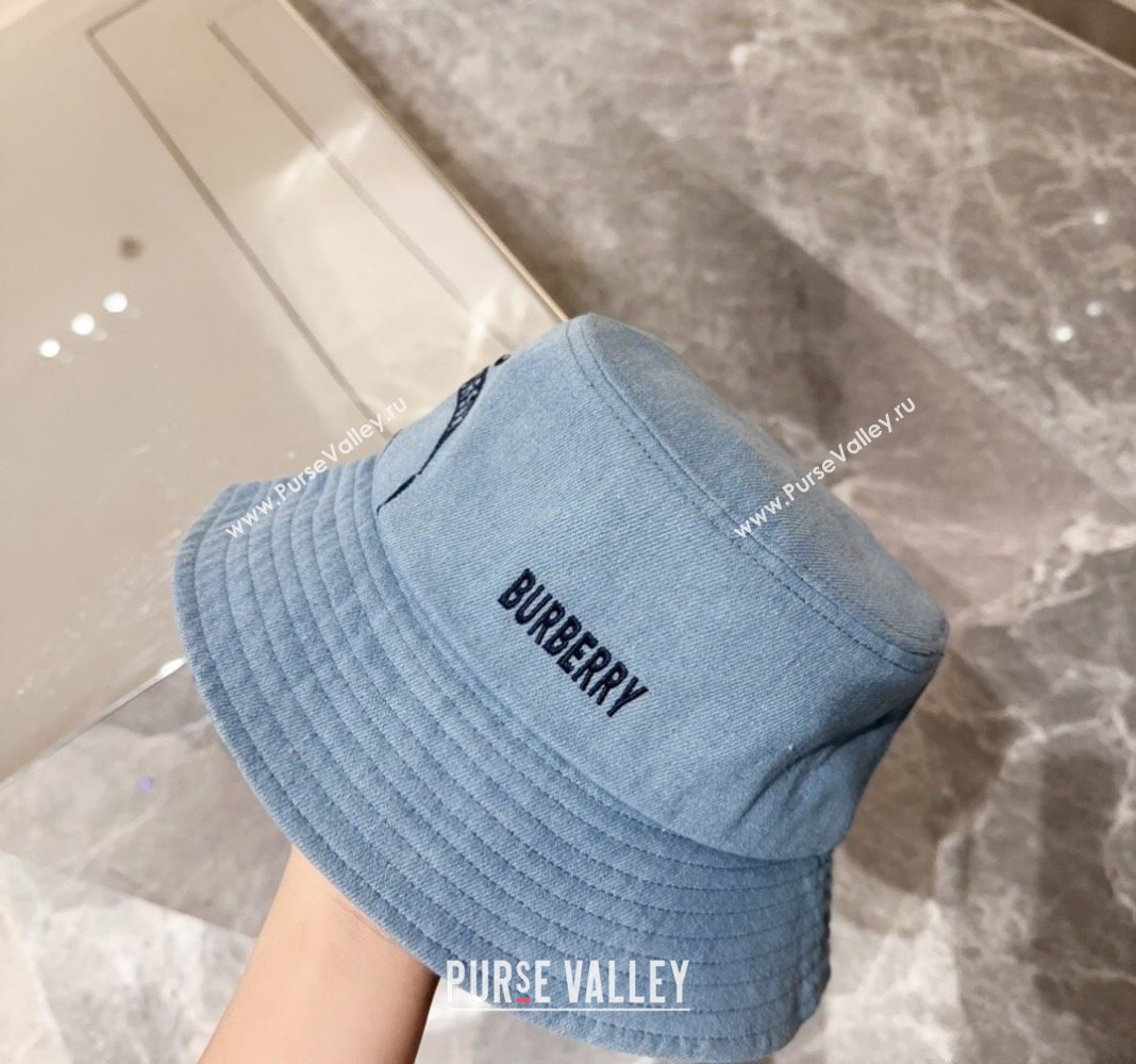 Burberry Logo Denim Bucket Hat Light Blue 2024 BR082303 (MAO-240823051)