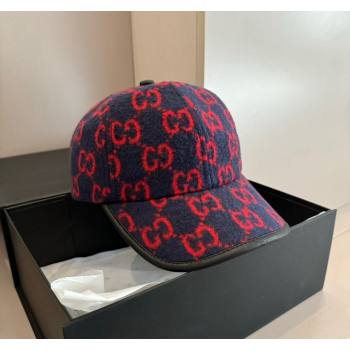 Gucci GG Fleece Fabric Baseball Hat Dark Blue 2024 0913 (XMN-240913064)