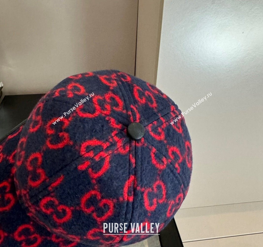 Gucci GG Fleece Fabric Baseball Hat Dark Blue 2024 0913 (XMN-240913064)