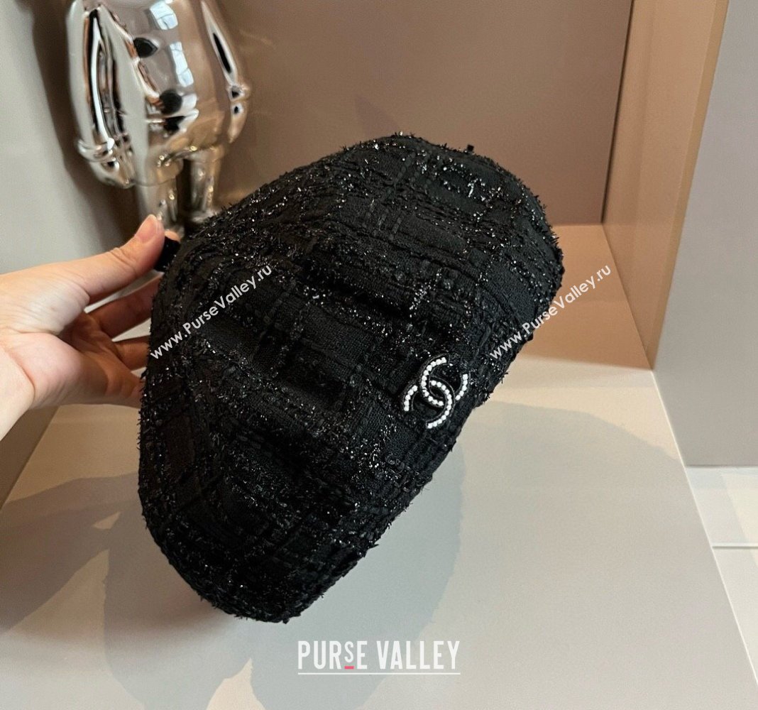 Chanel Tweed Beret hat Black 2024 CH091304 (XMN-240913044)